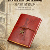 A vintage leather notebook with an embossed butterfly design is shown against a textured background.
