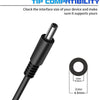 Close-up view of a black power adapter cable with an inner diameter of 3.0mm and an outer diameter of 4.5mm.