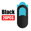 Black privacy webcam covers packaged in a red box with the text 20PCS