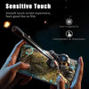 A hand holds a smartphone displaying a screen protector, demonstrating a sensitive touch experience.
