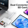 Dual Connector 3 in 1 SD Card Reader adapter for iPhone and iPad devices