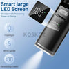 A black portable handheld turbo fan with a smart LED screen displaying wind speed and remaining power.