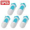 Five blue privacy webcam covers designed to protect laptop and phone cameras