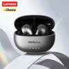 A pair of silver Lenovo thinkplus true wireless earbuds displayed in their charging case.