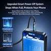Smartphone mit Ladeschirmsymbole, die Funktionen des Smart Power-Off-Systems zeigen.