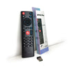 A black wireless gyro air mouse remote with backlit keys and a purple box labeled BPR3S Plus.