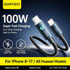 Schwarzes geflochtenes USB-C-Kabel mit zwei Anschlüssen für 100W Super-Schnellladung für iPhone und Huawei