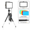 A tripod-mounted 6-inch RGB LED photography video light with color card boards and a tripod stand.