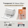 Roll of transparent thermal transfer stickers for labels and organization with product details