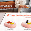 A pink adjustable pillow tablet and Kindle stand with soft plush fabric shown in various configurations.