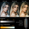 A set of three light options showing white, natural, and warm light settings for a photography video light.