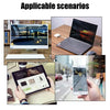 Various scenarios showing privacy webcam covers applicable to laptops, phones, and other devices.