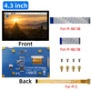 Front and back views of a 4.3 inch DSI display module for Raspberry Pi, showing the display and associated cables.