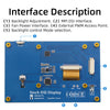 A blue circuit board featuring a 5inch DSI display and various interface components for backlight, fan power, PWM access, and