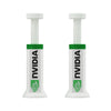 A pair of white adjustable GPU support brackets with green accents.
