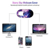 A purple and blue privacy webcam cover sticker designed to protect laptops, tablets, and mobile phones.