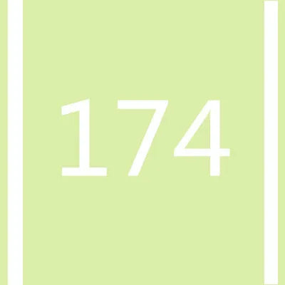 A light green vertical rectangle with the number 174 written in white.