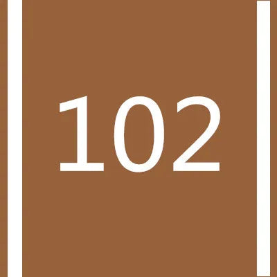 A brown square background with the white number 102 centered.
