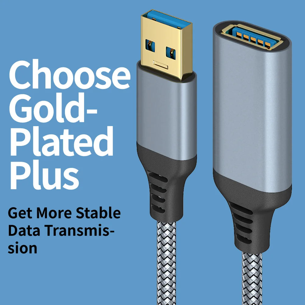 A close-up view of a gold-plated USB Type-C data cable connector and its corresponding gray housing.