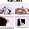 Instructions showing how to install a privacy webcam cover sticker on a smartphone screen.