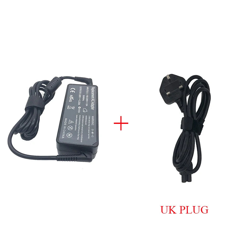 Black universal laptop power adapter cable with UK plug connector
