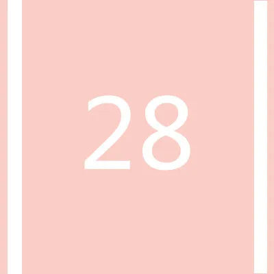 A pink background with the number 28 in white font.