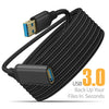 Black braided USB 3.0 cable with a Type-C connector and a USB plug for data transfer
