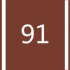 A brown square background with a white vertical line and the number 91 centered inside.