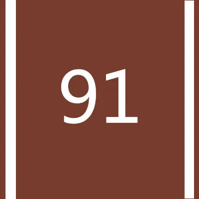 A brown square background with a white vertical line and the number 91 centered inside.
