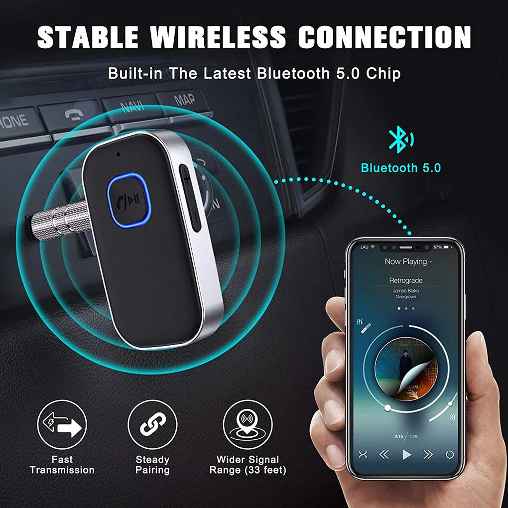 Bluetooth 5.0 Car Audio Adapter with Microphone