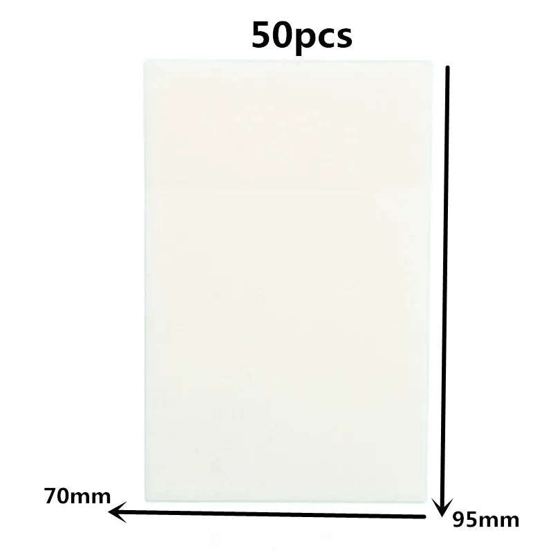 A rectangular sheet of white transparent sticky notes with dimensions 70mm by 95mm.