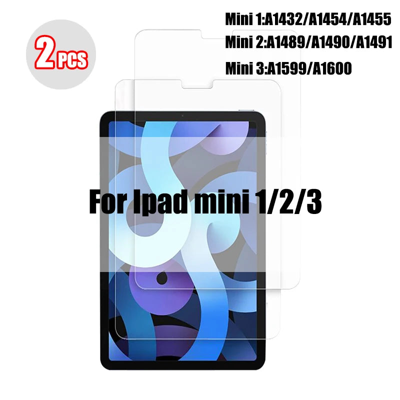 Two tempered glass screen protectors for iPad mini 1, 2, and 3 models