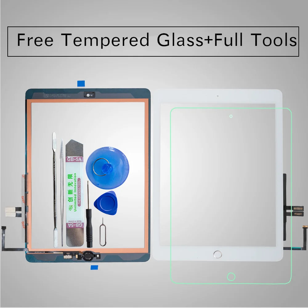 Kit con vidrio templado y herramientas completas para reemplazo de digitizador de pantalla táctil de iPad 6.