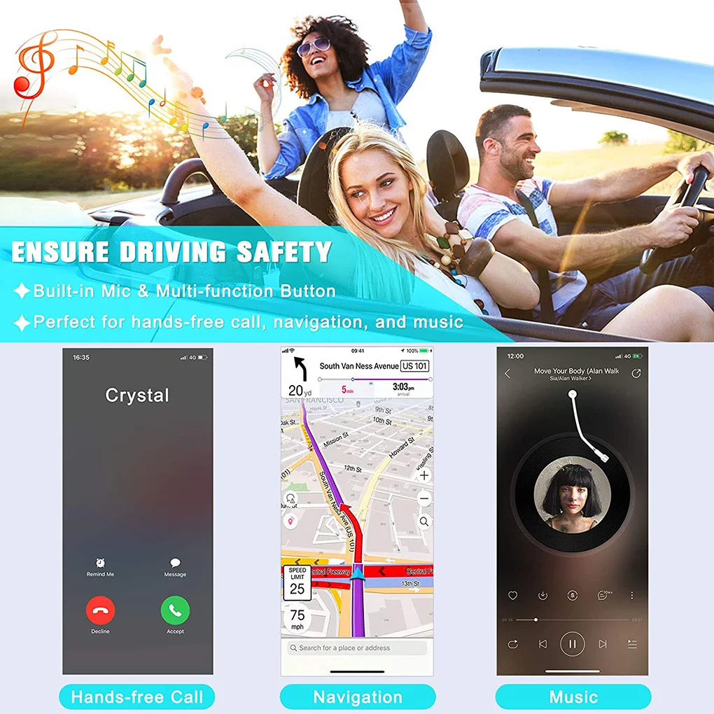 Bluetooth 5.0 Car Audio Adapter with Microphone
