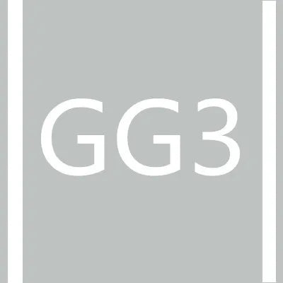 White text GG3 on a gray background.