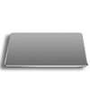 A rectangular gray mouse pad made of aluminum and PU leather.