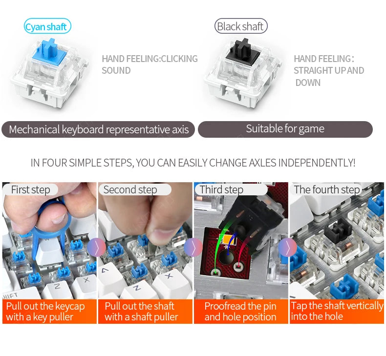 Instructions for changing the mechanical keyboard axes in four simple steps
