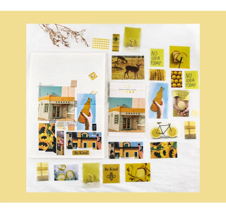 A collection of yellow, green, and brown butterfly wings PET stickers for scrapbooking and journaling