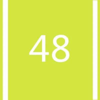 A bright lime green square with a white number 48 centered on it.