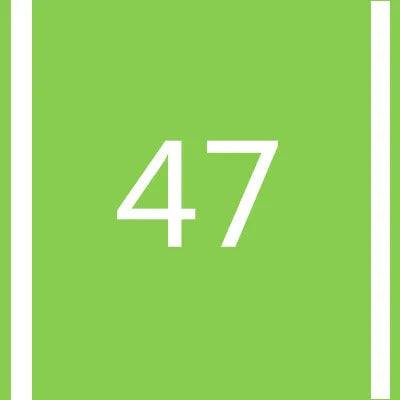 A square green marker with the number 47 printed in white.