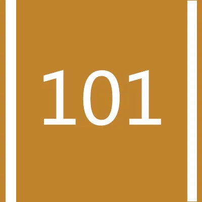 A square brown marker with the number 101 written in white.