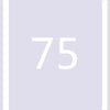 A close-up of a white number 75 displayed on a light purple or gray background.