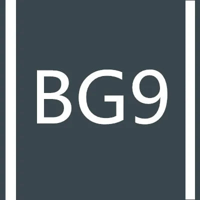 A dark gray square background with white text BG9.