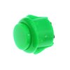 A bright green arcade push button game switch with a round top and a cylindrical body.