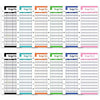A set of twelve budget planner cards in six colors for cash envelopes