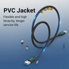 A flexible PVC jacket extension cable with a black coiled wire and USB connector shown against a blue background.
