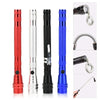A set of magnetic LED flashlights with telescoping grips in red, silver, and blue colors.