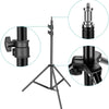 A black adjustable tripod stand with multiple mounting options for tablets and mobile phones.