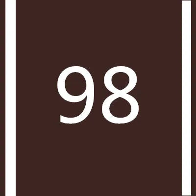 A dark brown square with the number 98 in white centered text.