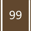 A brown square background with two white numbers 99 centered on it.